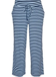Stripete pyjamasbukser med h&oslash;y midje og vide ben, Bl&aring;