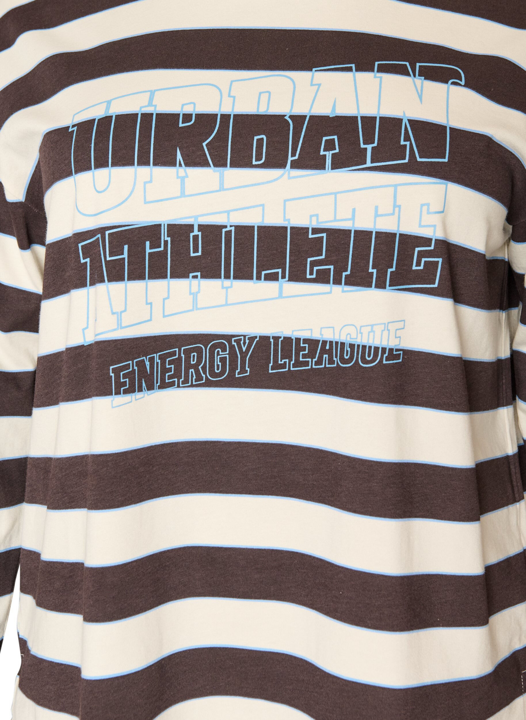 ZizziStripete jerseybluse med sporty teksttrykk, Brun, Packshot image number 2