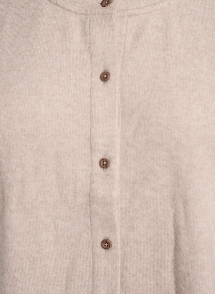 Jersey cardigan med rund hals og knapper, Beige, Packshot image number 2