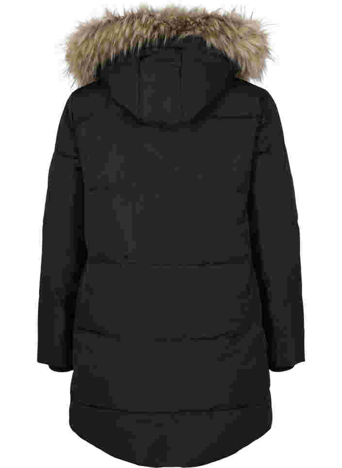 Vinterjakke med avtagbar hette, Black, Packshot image number 1