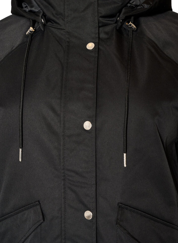 Polstret parkas med avtakbar hette, Svart, Packshot image number 2