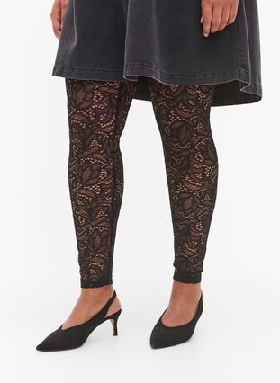 Leggings i blondemateriale, Black, Model image number 2