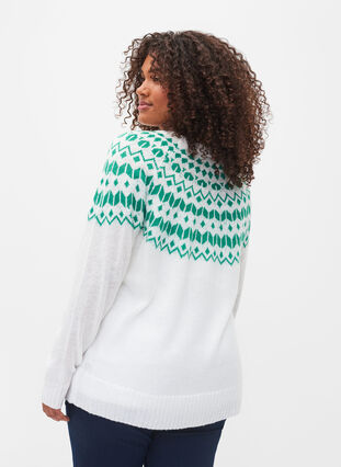 Strikkegenser med jacquardmønster, Jolly Green Comb, Model image number 1