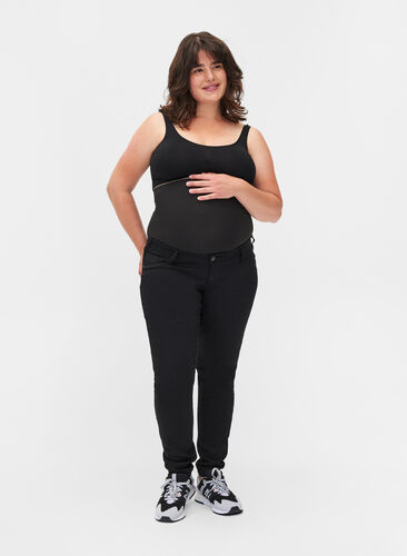 Jeggings til gravide i en bomullsmiks, Black, Model image number 0