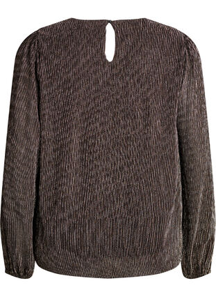 Zizzi Festbluse med glitterstriper og lange ermer, Svart, Packshot image number 1