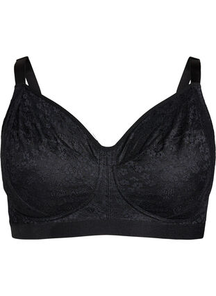 Zizzi Bøylefri bh med blonder, Black, Packshot image number 0