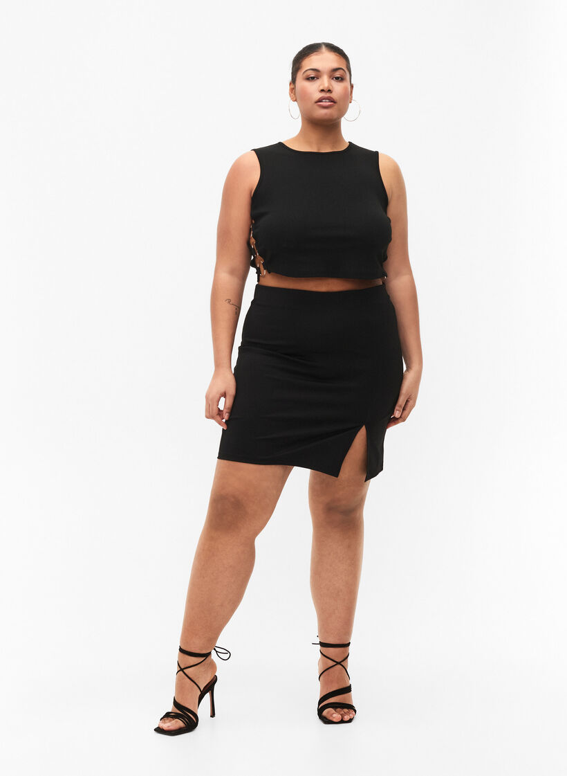 Kort topp med åpen detalj i siden, Black, Model image number 3
