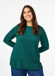 Langermet bluse med rhinsteiner, Grønn, Model image number 0