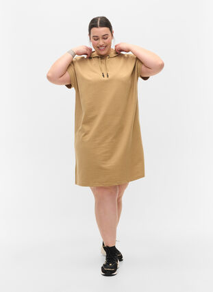 Kjole med hette og korte ermer, Tannin, Model image number 2