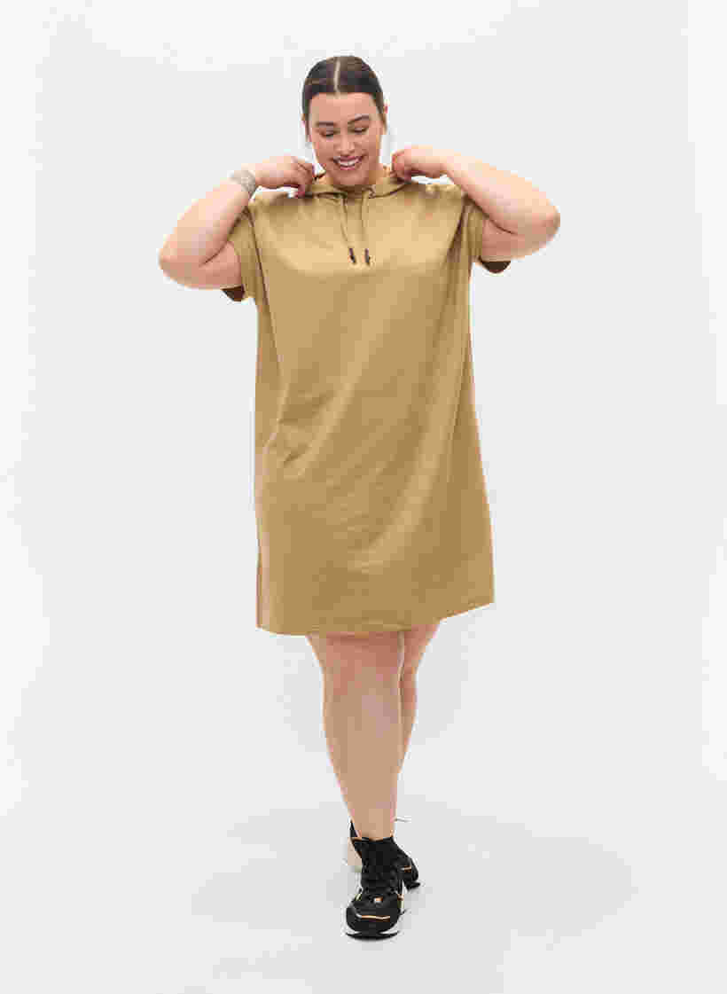 Kjole med hette og korte ermer, Tannin, Model image number 2