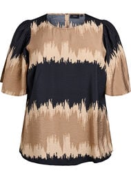 Bluse med vide ermer og grafisk trykk, Color Fade AOP