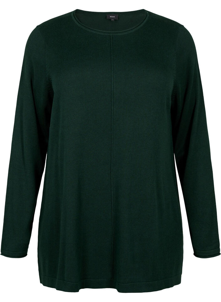 Strikket bluse i bomull og viskoseblanding, Gr&oslash;nn, Packshot image number 0