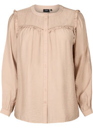 Skjortebluse med volanger og folder, Stucco
