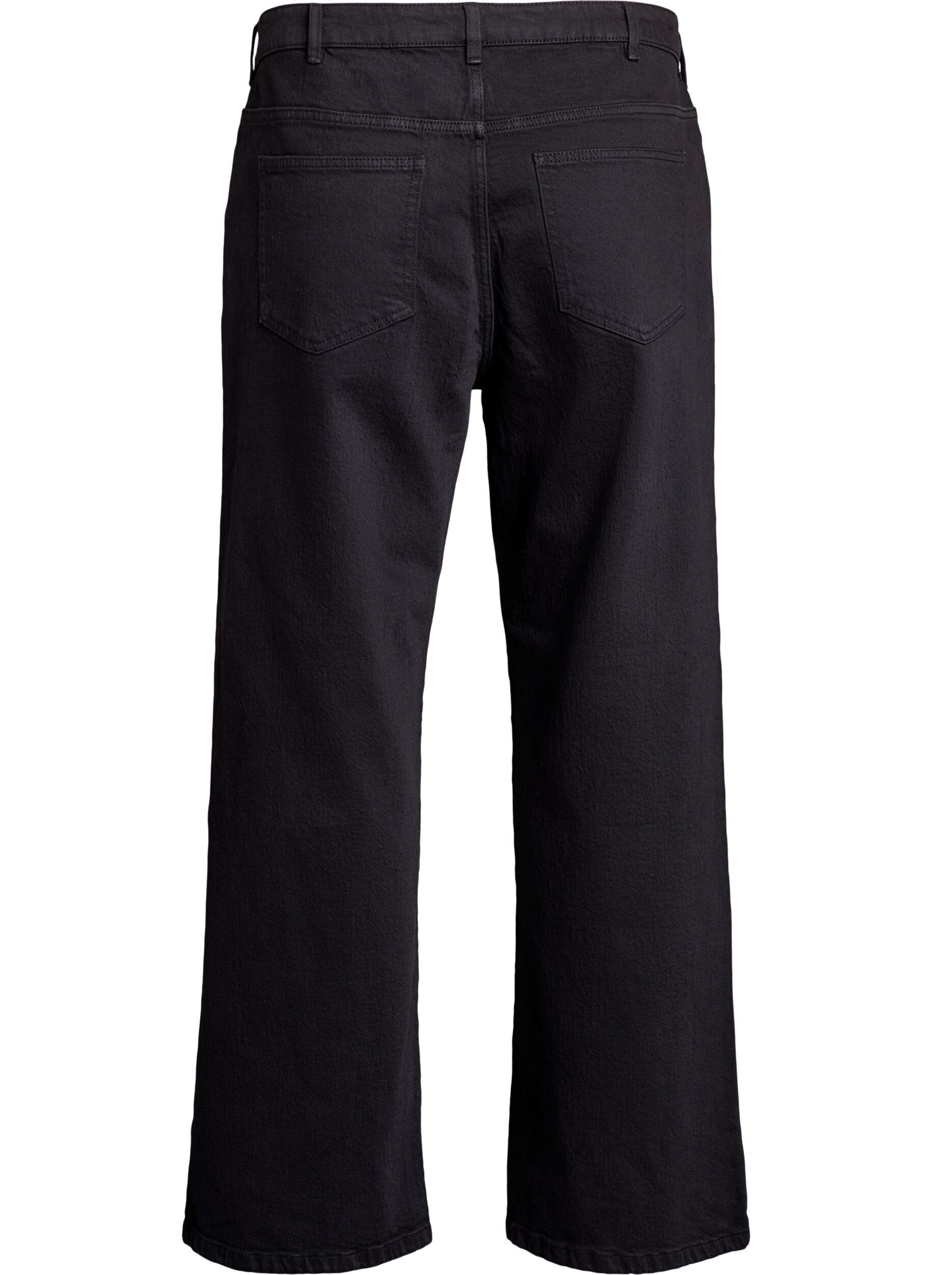 Zizzi Jeans med vide ben og h&oslash;y midje, Svart, Packshot image number 1