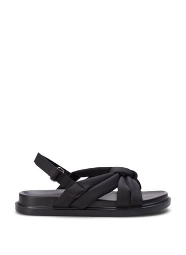 Sandal med bred passform og knutedetaljer, Black, Packshot image number 0