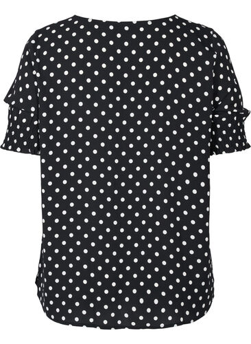 Mønstrete viskosebluse med knapper, Black Dot, Packshot image number 1