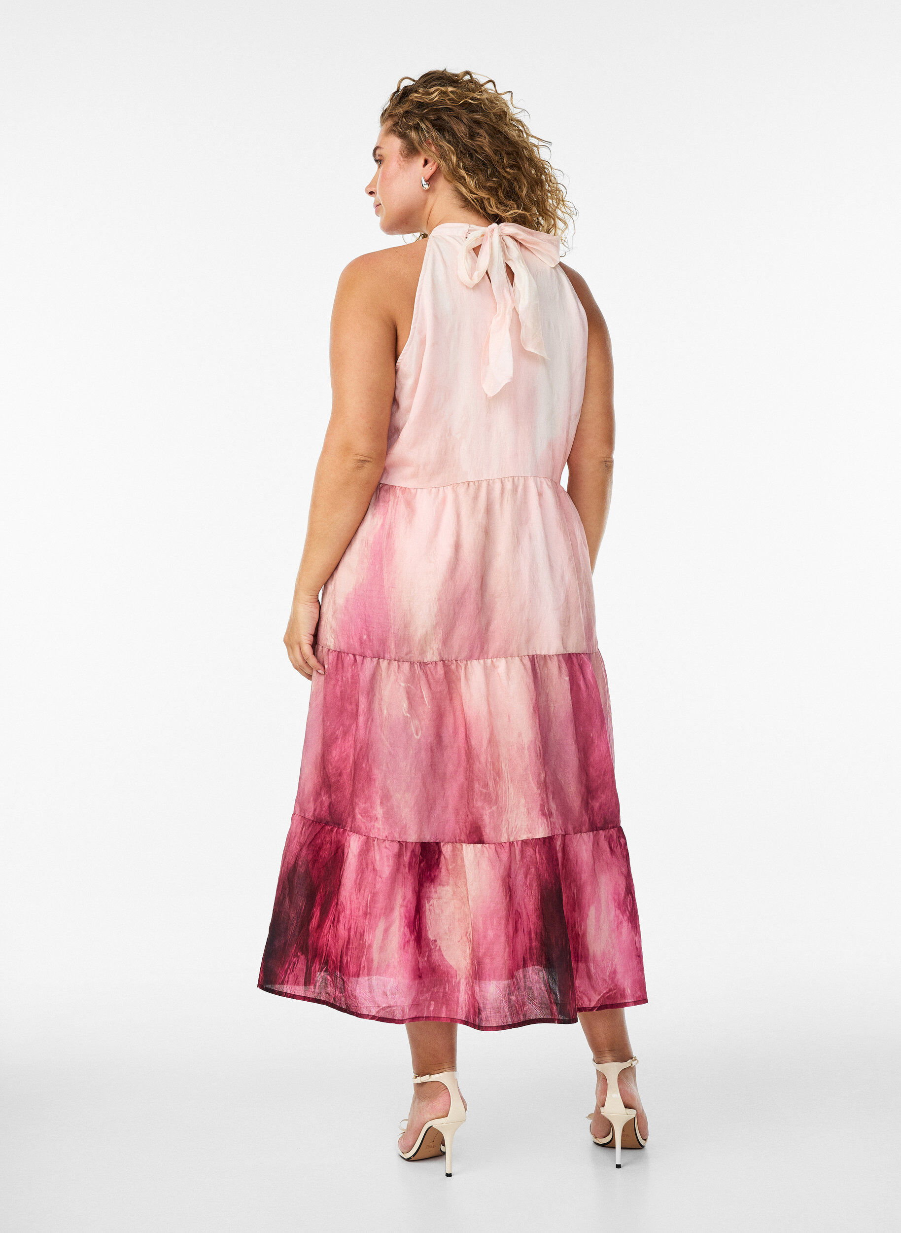 ZizziMidikjole med halterneck, Rosa, Model image number 1