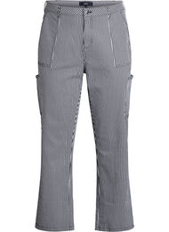 Stripete cargojeans med høy midje, Black Small Stripe