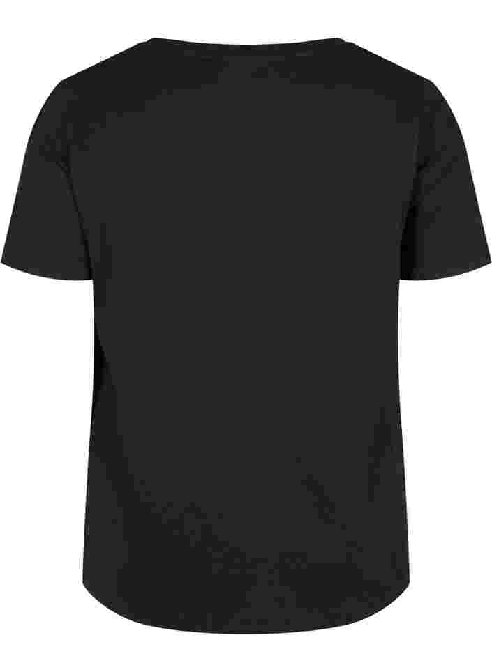 T-skjorte i bomull med blonder, Black, Packshot image number 1