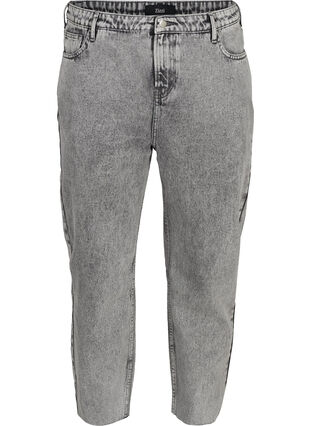Cropped mom fit Mille jeans med en løs passform, Grey acid wash, Packshot image number 0