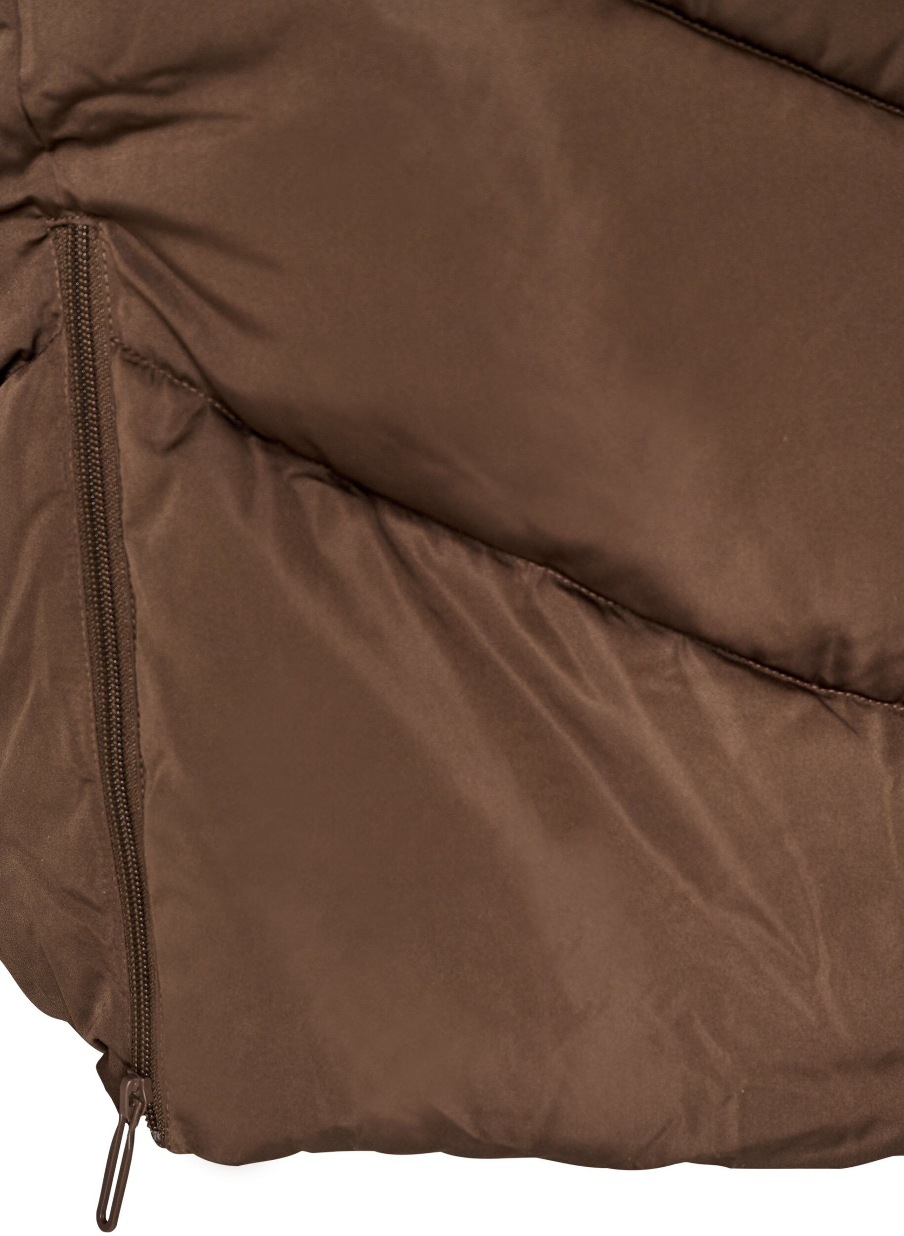 ZizziLang pufferjakke med hette og lommer, Brun, Packshot image number 4