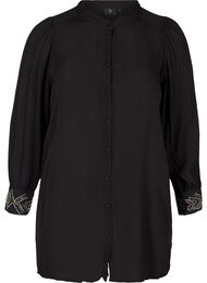 Lang viskoseskjorte med perler, Black