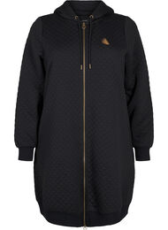 Lang quiltet sportskardigan med glidelås, Black