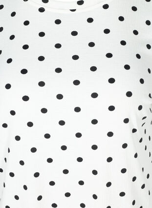 Prikkete T-skjorte med puffermer, White w. Black Dots, Packshot image number 2