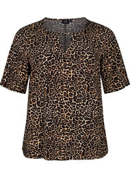 Short sleeve Viscose Bluse med utskrift, Leo AOP
