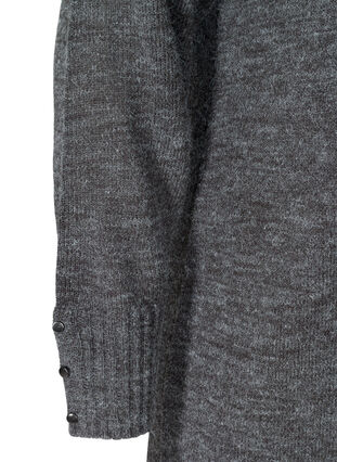 Melert strikkekjole med V-hals, Dark Grey Melange, Packshot image number 3