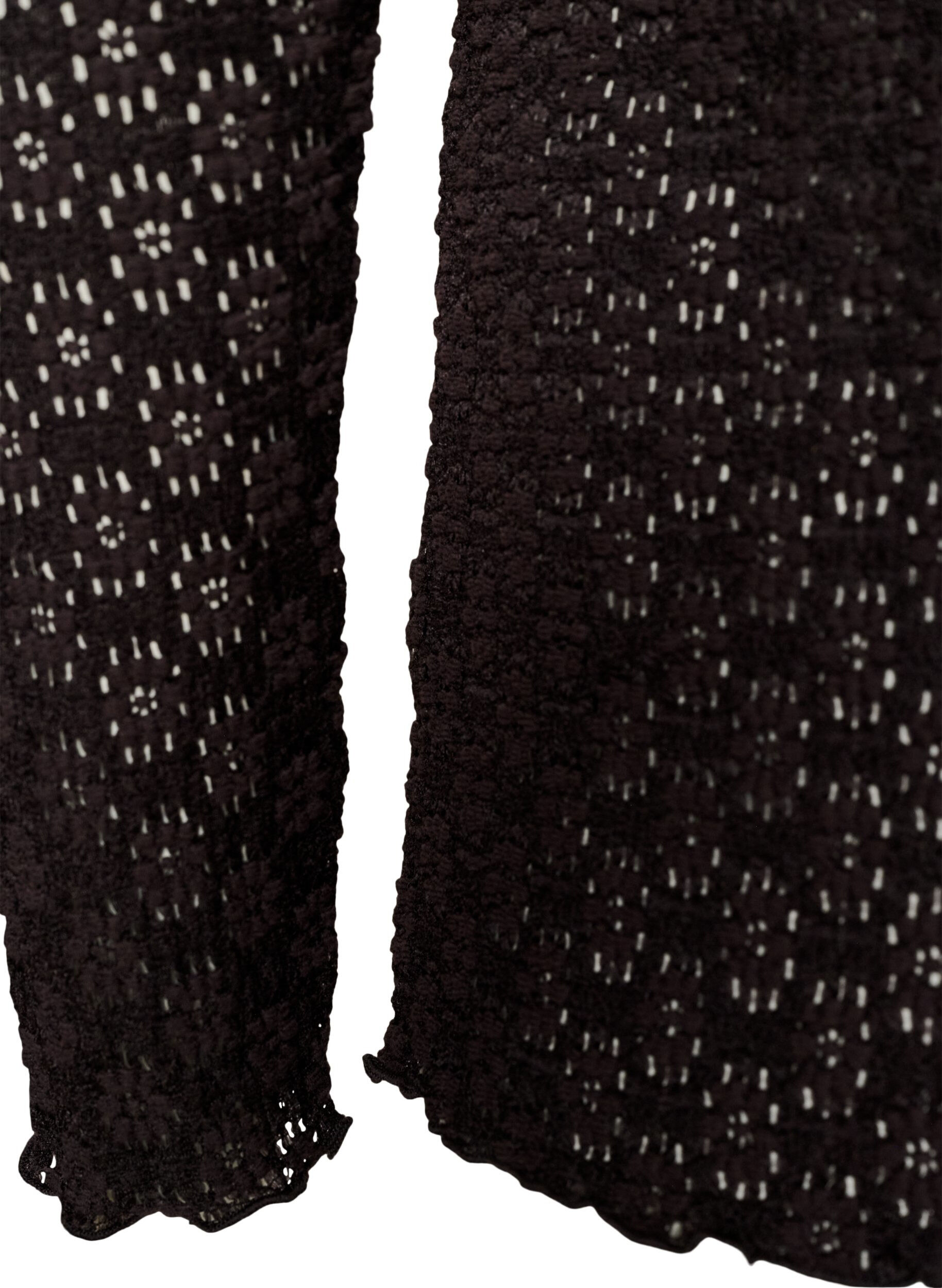 ZizziBluse med hullm&oslash;nster og lange ermer, Svart, Packshot image number 3