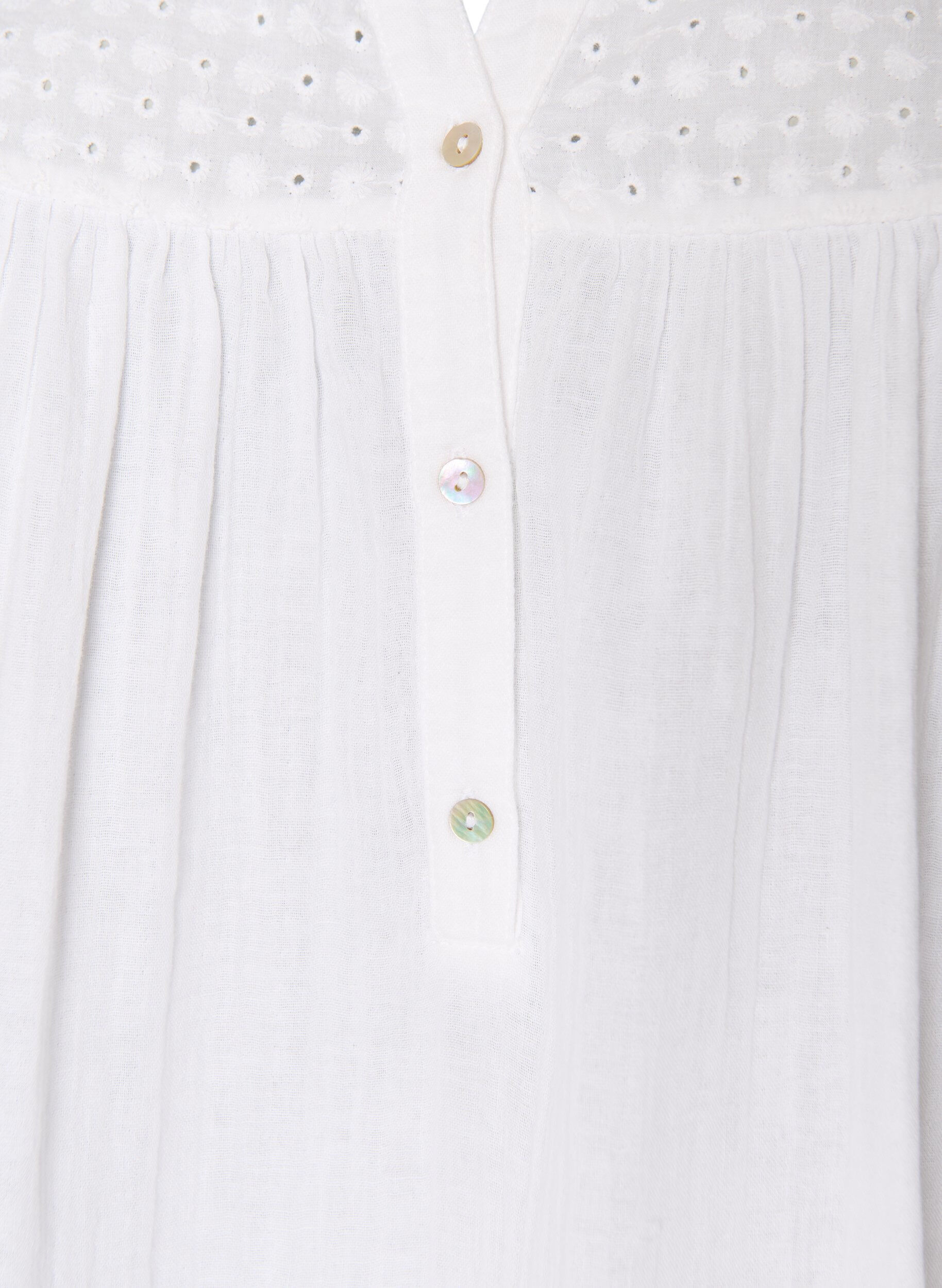 ZizziBluse i bomullsmuslin med broderie anglaise, Hvit, Packshot image number 2