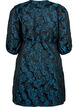 Jacquard omslagskjole med 3/4-ermer, Black Blue, Packshot image number 1