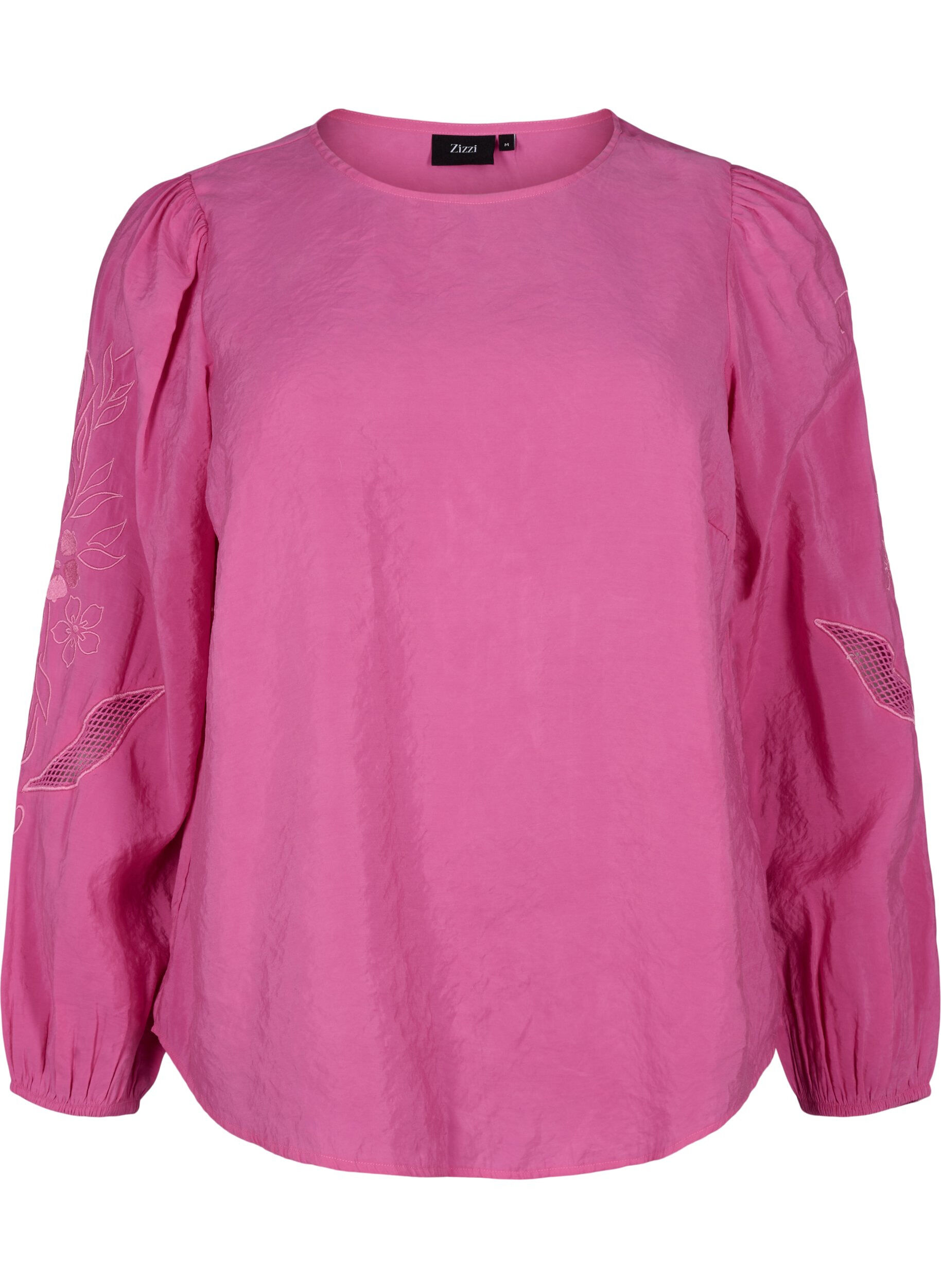 Zizzi Bluse i Tencel &trade; Modal med broderidetaljer, Phlox Pink, Packshot image number 0