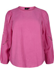 Bluse i Tencel ™ Modal med broderidetaljer, Phlox Pink