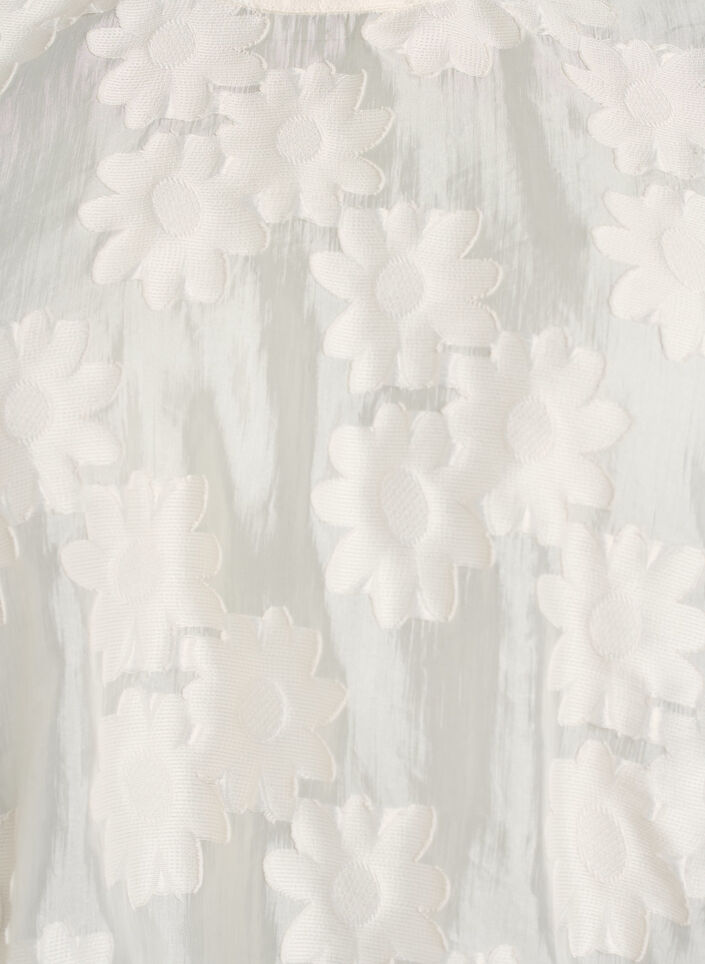 Ermel&oslash;s topp i jacquard med en blomstrete tekstur, Vanilje, Packshot image number 2