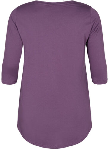 T-skjorte i bomull med 3/4-ermer, Vintage Violet, Packshot image number 1