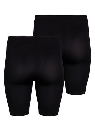 2-pack sømløs basic shorts, Black, Packshot image number 1