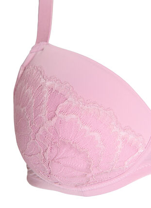 Zizzi Polstret BH med bøyle og blonder, Mauve Mist, Packshot image number 2