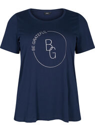 Kortermet T-skjorte med trykk, Navy Blazer BG