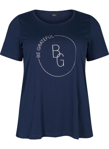 Kortermet T-skjorte med trykk, Navy Blazer BG, Packshot image number 0
