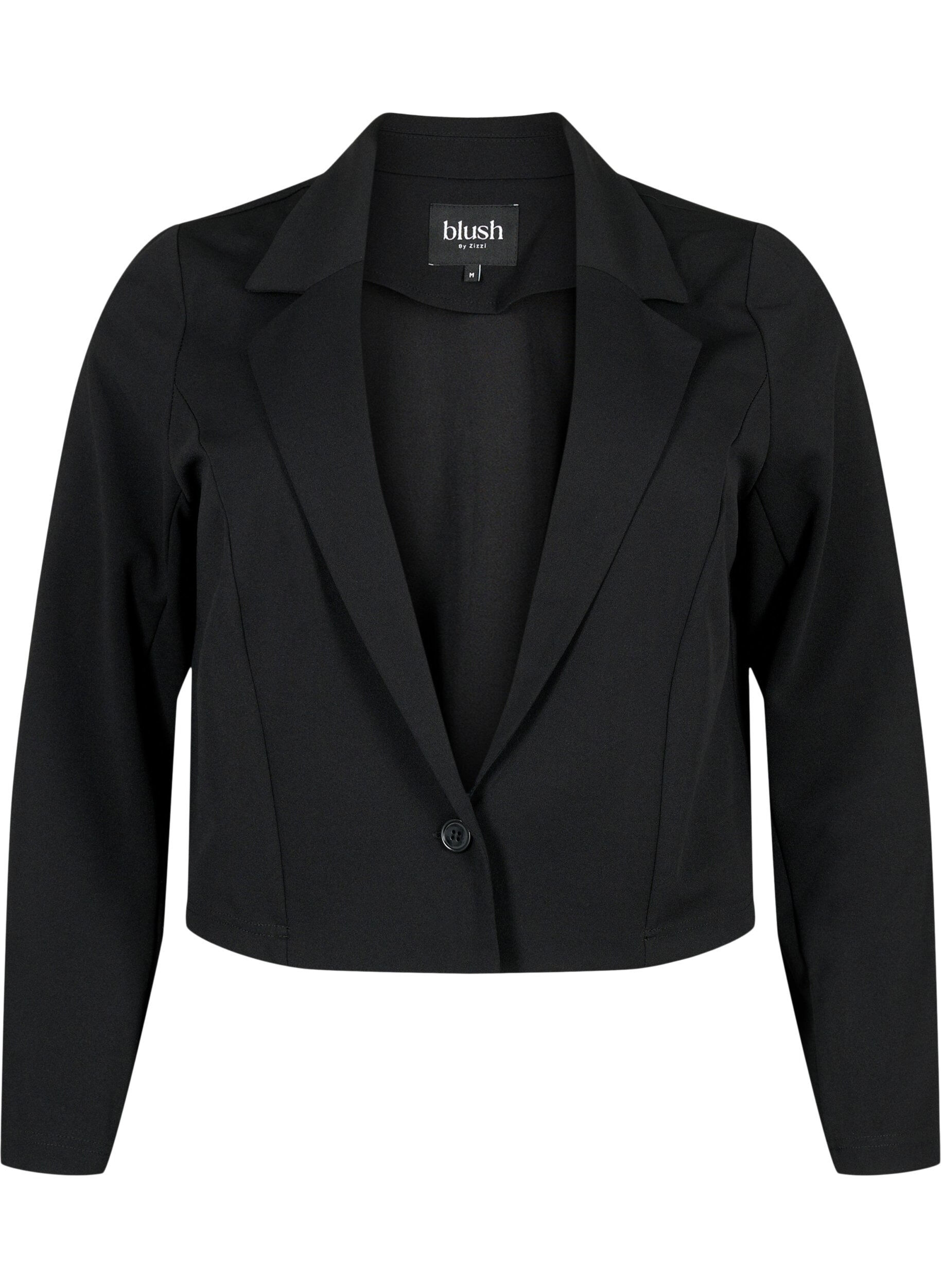 Zizzi Kort blazer med knapp, Black, Packshot image number 0