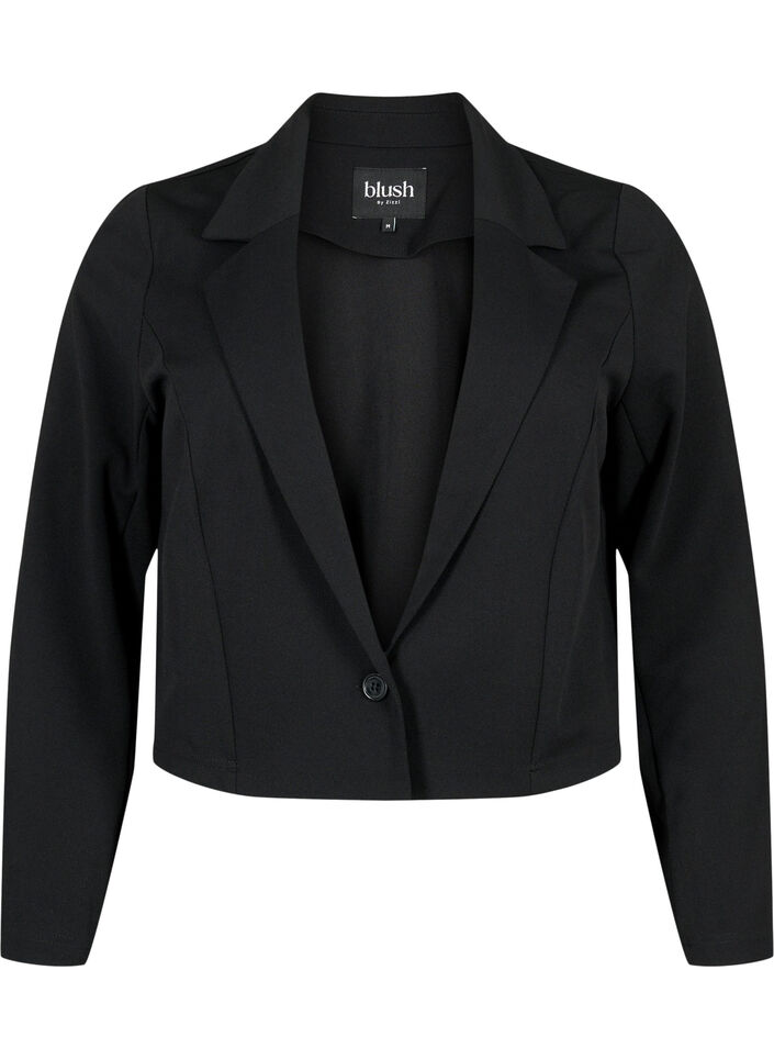 Kort blazer med knapp, Black, Packshot image number 0