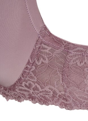 Zizzi Formet BH med blonder og glatte skåler, Rosa, Packshot image number 3