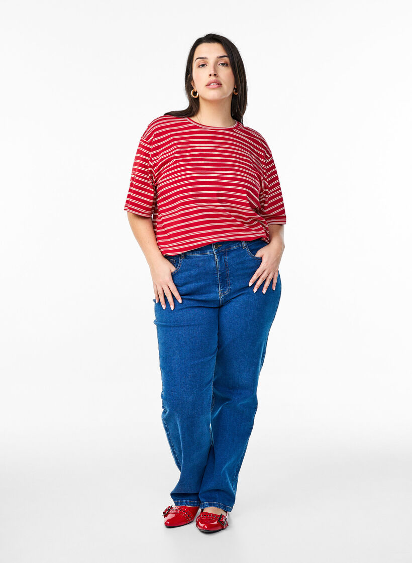 Stripete T-skjorte, Rød, Model image number 1