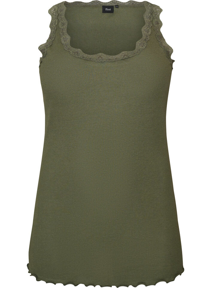 Topp med blondekant, Gr&oslash;nn, Packshot image number 0