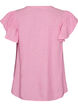 Bluse i viskose og lin med volangermer, Rosa, Packshot image number 1