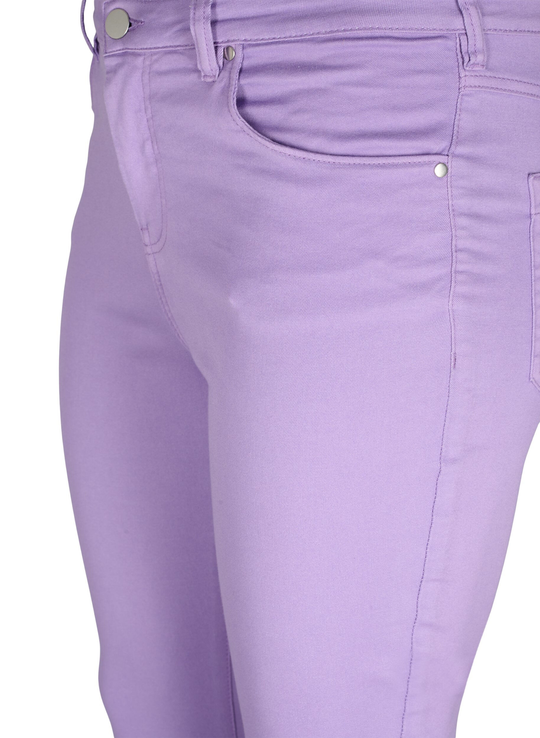 Zizzi Amy jeans med h&oslash;yt liv og super slim fit, Chalk Violet, Packshot image number 2