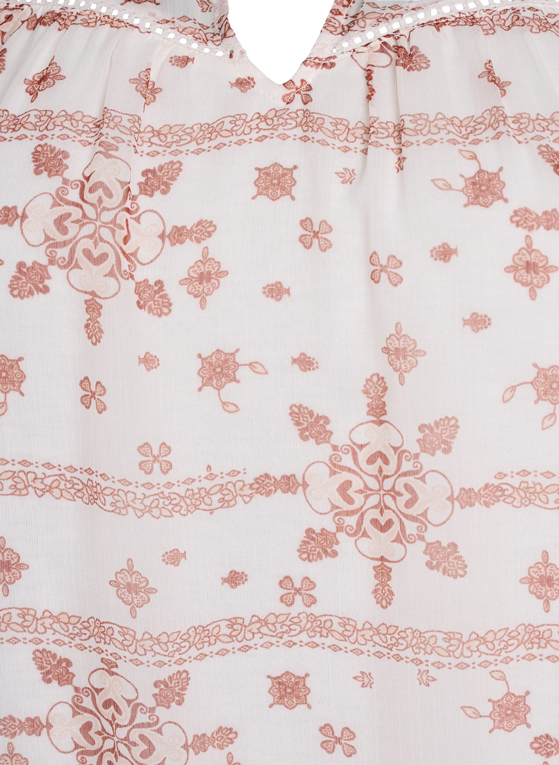 Zizzi M&oslash;nstret bluse med volanger og korte ermer, Vanilje, Packshot image number 2