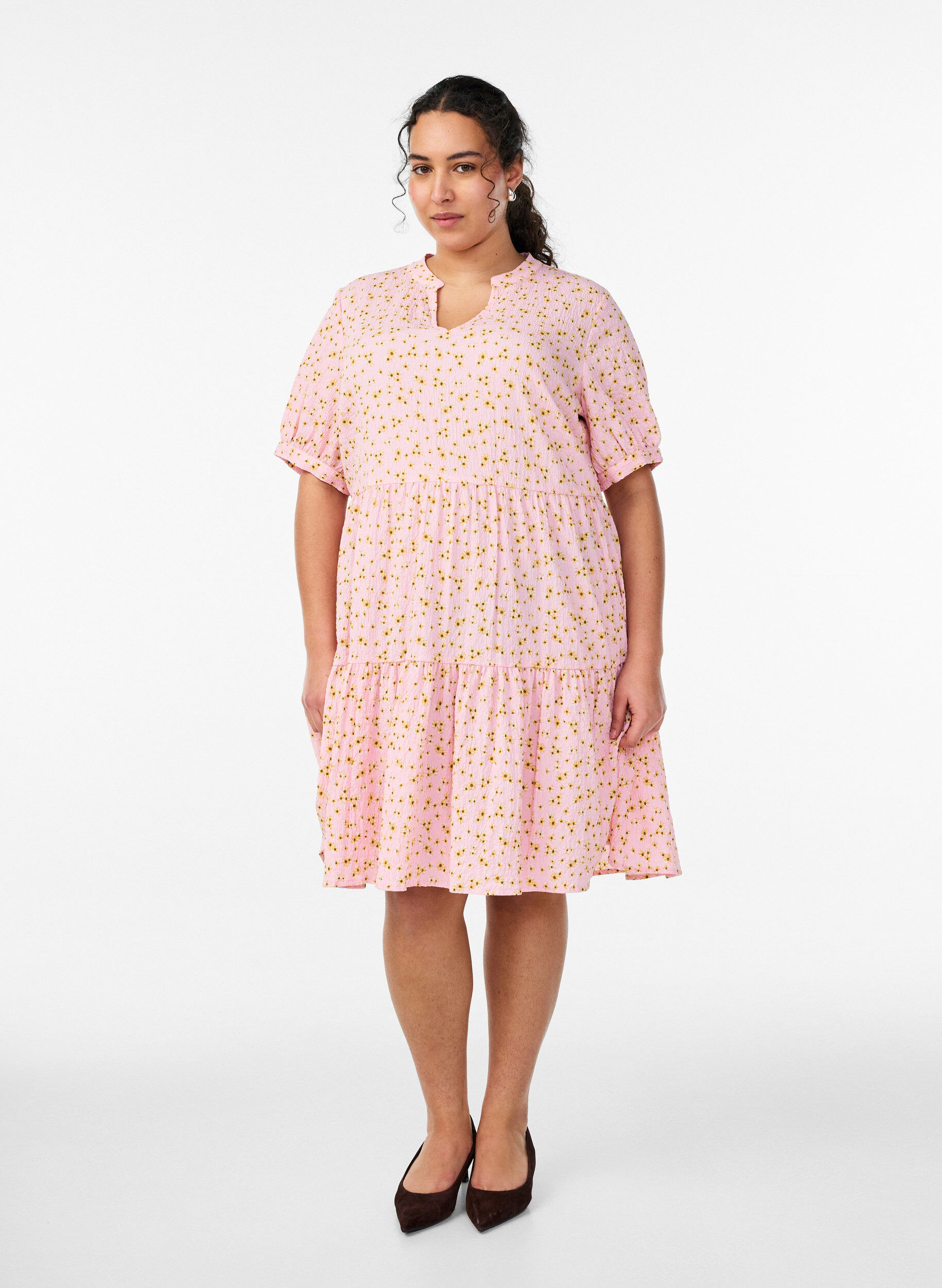 ZizziKort A-linje kjole, Rosa, Model image number 1